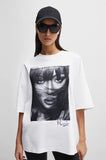 HUGO NAOMI x BOSS interlock-cotton T-shirt with dropped shoulders