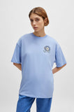 HUGO Cotton-jersey T-shirt with seasonal graphic print LIGHT BLUE