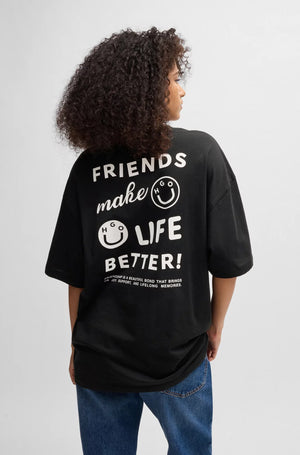 HUGO Cotton-jersey oversized-fit T-shirt with seasonal graphics