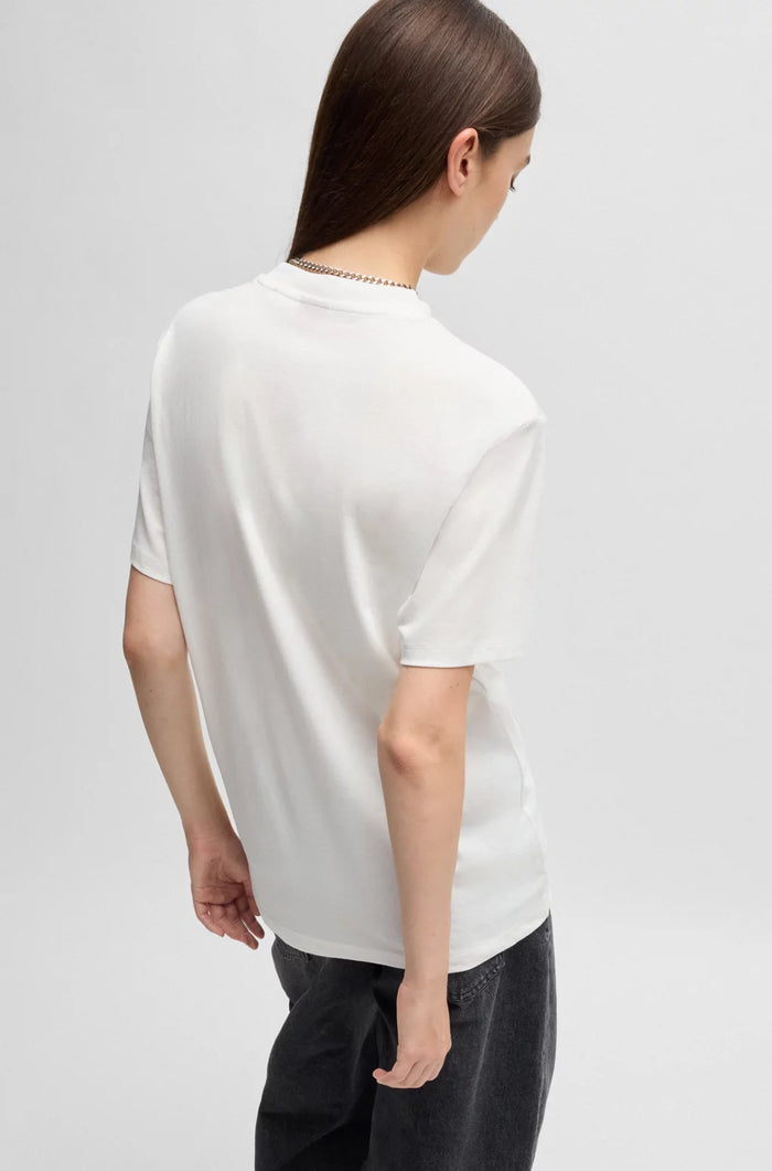 HUGO Cotton T-shirt with flock print white