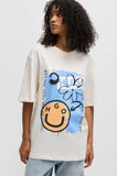 HUGO Cotton-jersey T-shirt with graffiti-inspired artwork