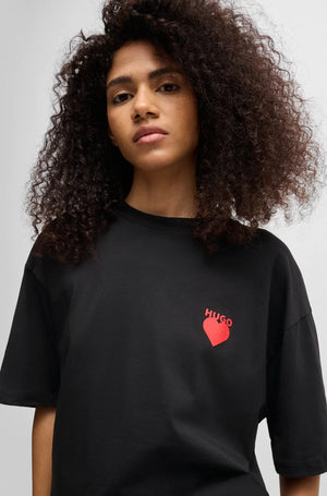 HUGO Cotton-jersey T-shirt with heart artwork