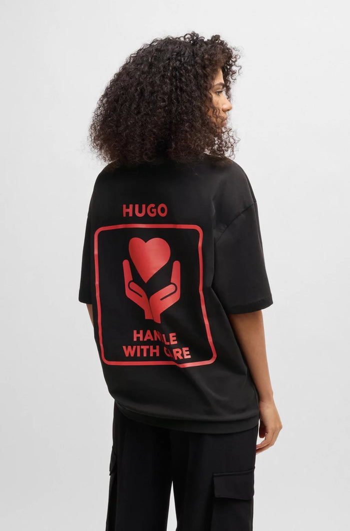 HUGO Cotton-jersey T-shirt with heart artwork