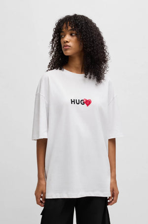 HUGO Cotton-jersey T-shirt with heart artwork