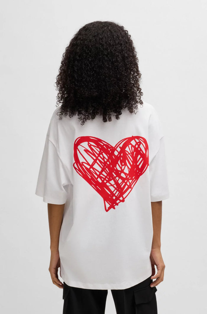 HUGO Cotton-jersey T-shirt with heart artwork