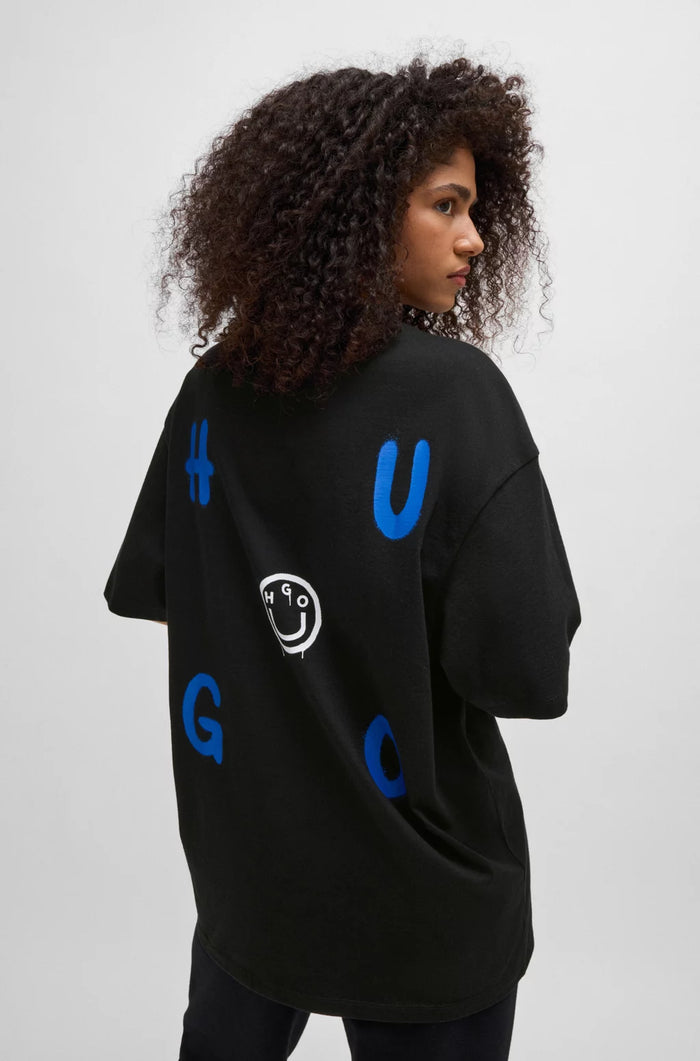 HUGO Cotton-jersey T-shirt with Happy HUGO logo