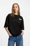 HUGO Cotton-jersey oversized-fit T-shirt with slogan prints Black