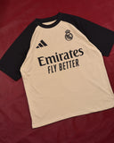 Real Madrid F.C. Drop Shoulder Raglan T shirt  Black/Beige