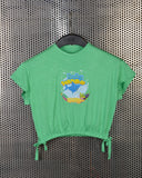 Kids Graphic Tee With Elastic Bottom-Green