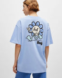 HUGO Cotton-jersey T-shirt with seasonal graphic print LIGHT BLUE