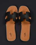 Genuine Leather H Cut-out Women Oran Sandal Orange Black