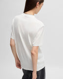 HUGO Cotton T-shirt with flock print white