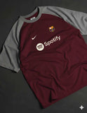 FC Barcelona Drop Shoulder Raglan T shirt Maroon/Grey