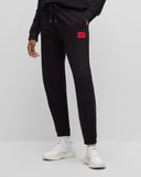 HUGO women black french terry Joggers WITH ICONIC RED LOGO