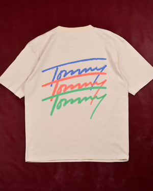 Tommy Jeans Repeat Script Logo T-Shirt  Beige